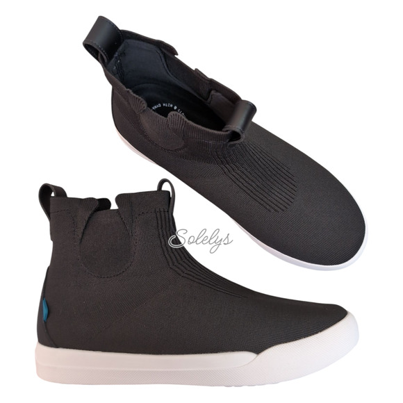 Vessi Weekend Chelsea Womens 11 Asphalt Black White Waterproof Knit DymaTex Boot - Picture 1 of 12
